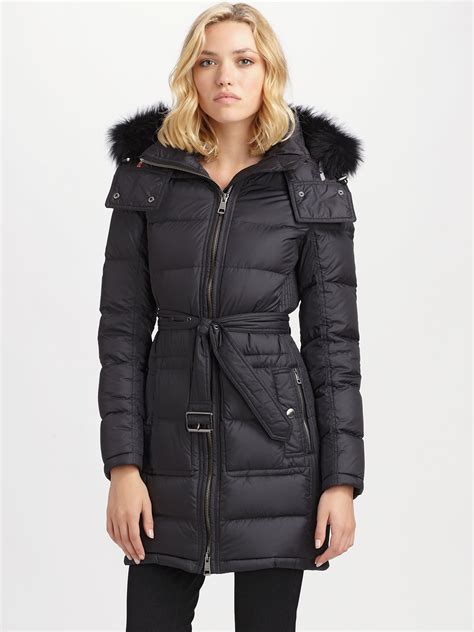 burberry brit fox fur trimmed puffer coat|burberry clothing website.